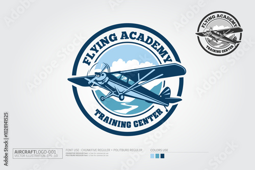 Flying Academy and Training Center Vector Logo Template. The logo is very simple and clean.