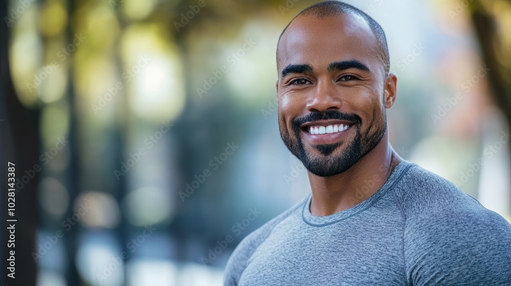 Smiling African American man in fitness wear, showing a happy, athletic man in stylish sportswear, symbolizing energy, wellness, and positivity through fitness and healthy living. Smiling African American man in fitness wear, showing a happy, athletic man in stylish sportswear, symbolizing energy, wellness, and positivity through fitness and healthy living.