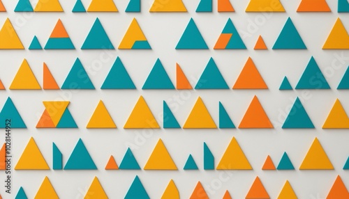 Sparse colorful triangles on a matte white surface