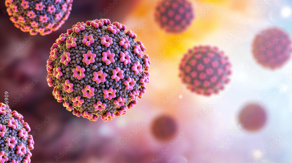 Human Papillomavirus (HPV) Virus Particles 3D Illustration Human Papillomavirus (HPV) Virus Particles 3D Illustration
