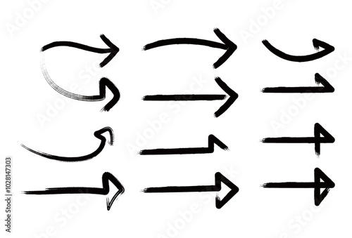 Set of Hand drawn vector arrows doodle on white background