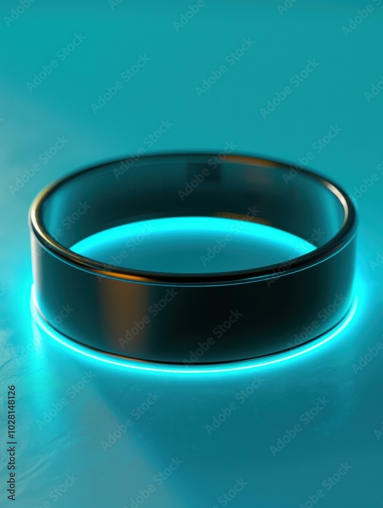 A glowing ring on a blue background. AI.
