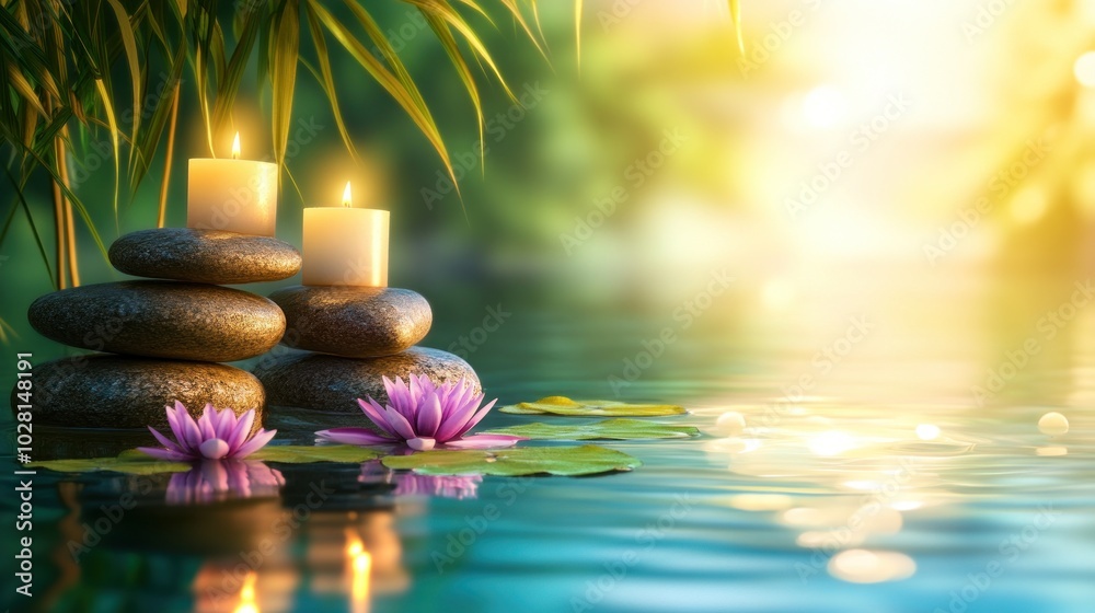 Zen Serenity: Candles, Stones and Water Lilies Zen Serenity: Candles, Stones and Water Lilies