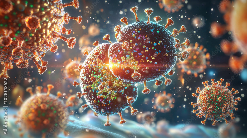 3D Render of Coronavirus Particles 3D Render of Coronavirus Particles
