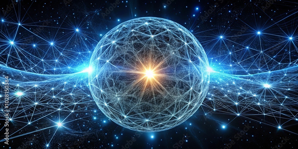 Obraz premium Cosmic Interconnectivity A Web of Light and Connections in the Vast Expanse of the Universe