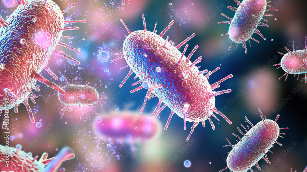 Naklejka premium Bacteria Under Microscope