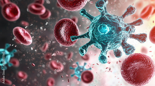 Virus Attacking Red Blood Cells photo