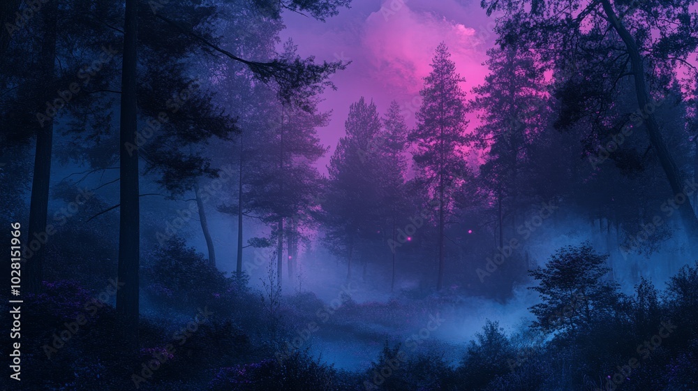 Mystical Twilight Glow in Dark Pine Forest with Neon Pink and Blue Adobe Color Themes Mystical Twilight Glow in Dark Pine Forest with Neon Pink and Blue Adobe Color Themes