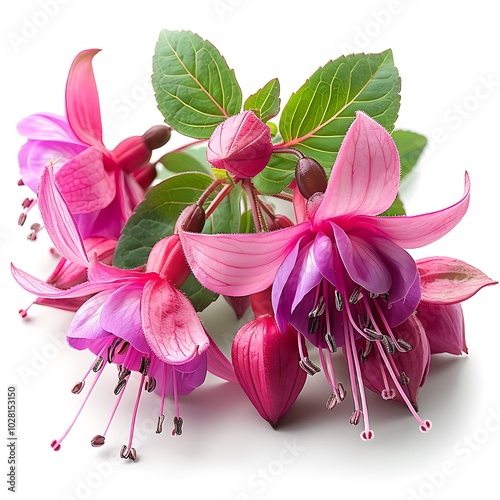 Lady’s-eardrop, fuchsia Flower isolated on white background.close up. photo