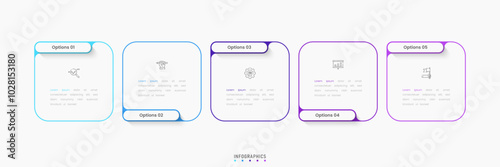 Vector Infographic label design template with icons and 5 options or steps. Can be used for process diagram, presentations, workflow layout, banner, flow chart, info graph.