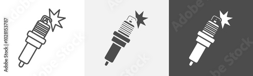 spark plug icon Logo art vector in outline