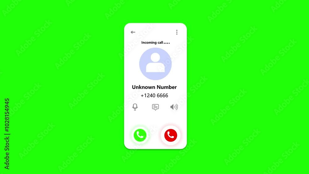 Incoming call on mobile phone, unknown number incoming call animation video with drop shadow on white background. Incoming call on mobile phone, unknown number incoming call animation video with drop shadow on white background.