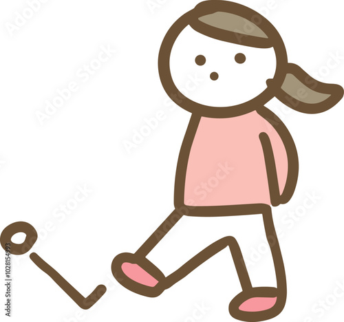 小石を蹴っていじけている女性