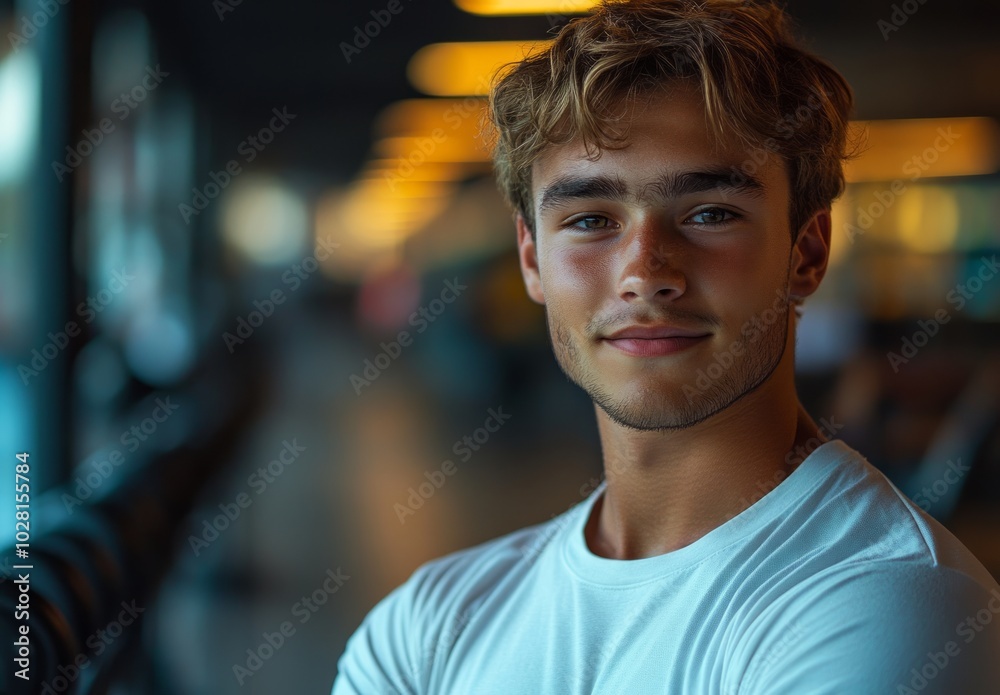 Fototapeta premium Cheerful male posing with a bright smile.