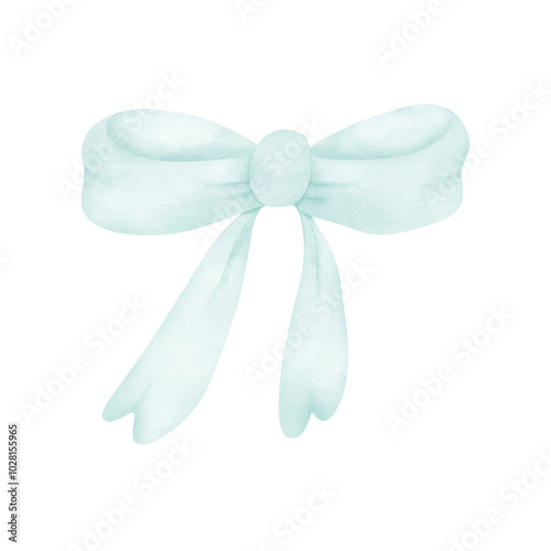 blue bow isolated on white