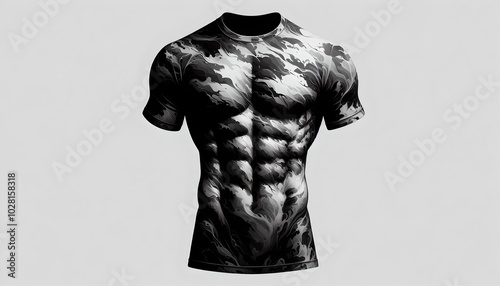 Ripped Muscle T-Shirt Design: A Camouflage Pattern for Fitness Enthusiasts