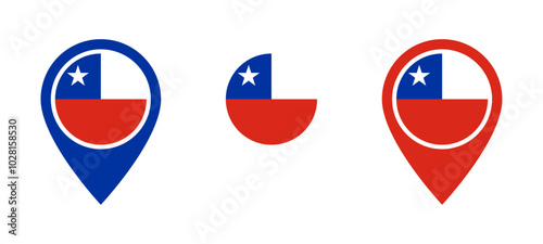 Chile flag location icon set