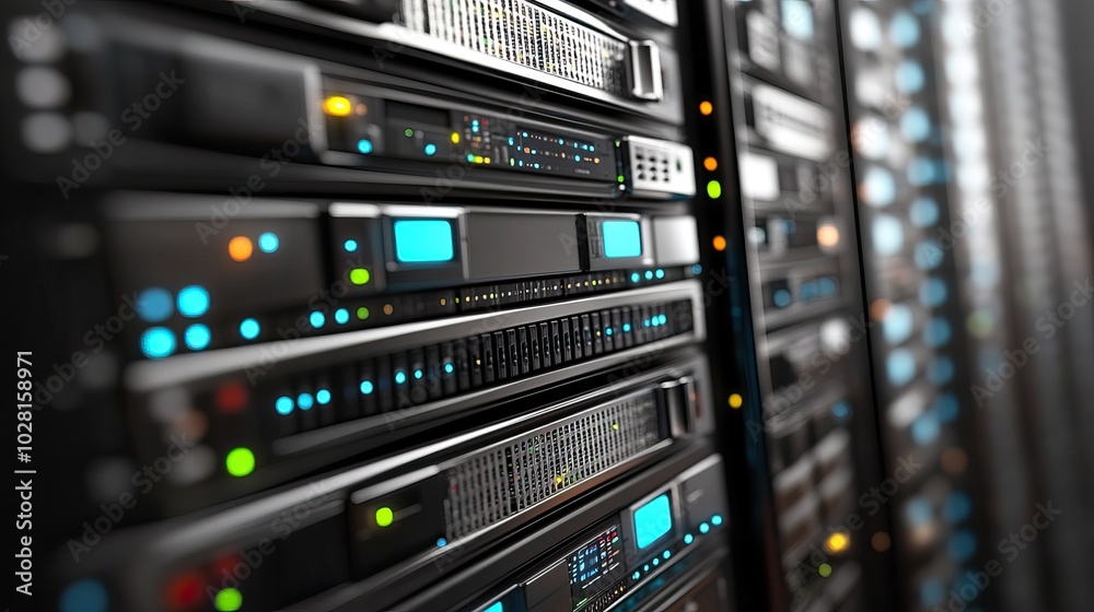 Servers in a Data Center, Closeup View