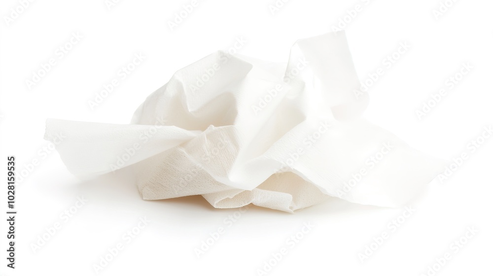 Single tissue sheet isolated on a clean white background, representing a soft and hygienic disposable paper product. The image captures the simplicity and purity of a neatly folded tissue Single tissue sheet isolated on a clean white background, representing a soft and hygienic disposable paper product. The image captures the simplicity and purity of a neatly folded tissue