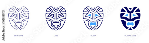 Glamorous carnival mask icon in 4 different styles. Thin Line, Line, Bold, and Bold Line. Duotone style. Editable stroke