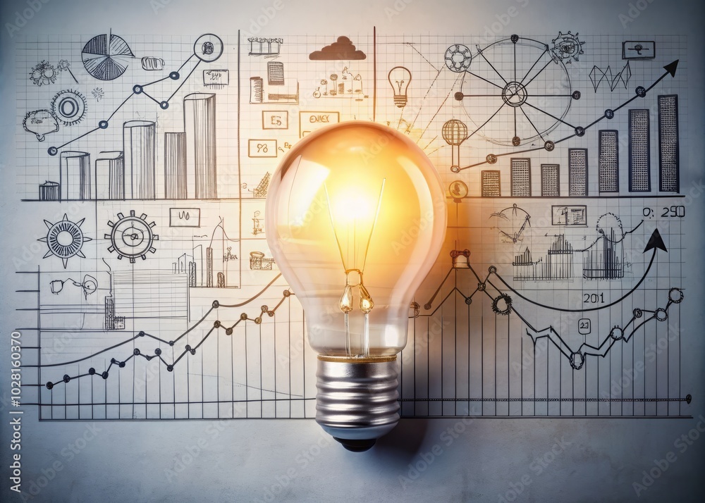 Minimalist Light Bulb Concept for Business Strategy Visualization - Creative Insights, Innovation, and Planning in Minimalist Style Minimalist Light Bulb Concept for Business Strategy Visualization - Creative Insights, Innovation, and Planning in Minimalist Style