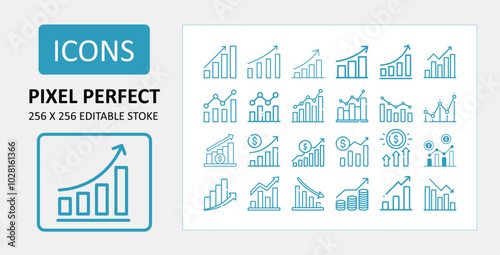 Graph icon set vector