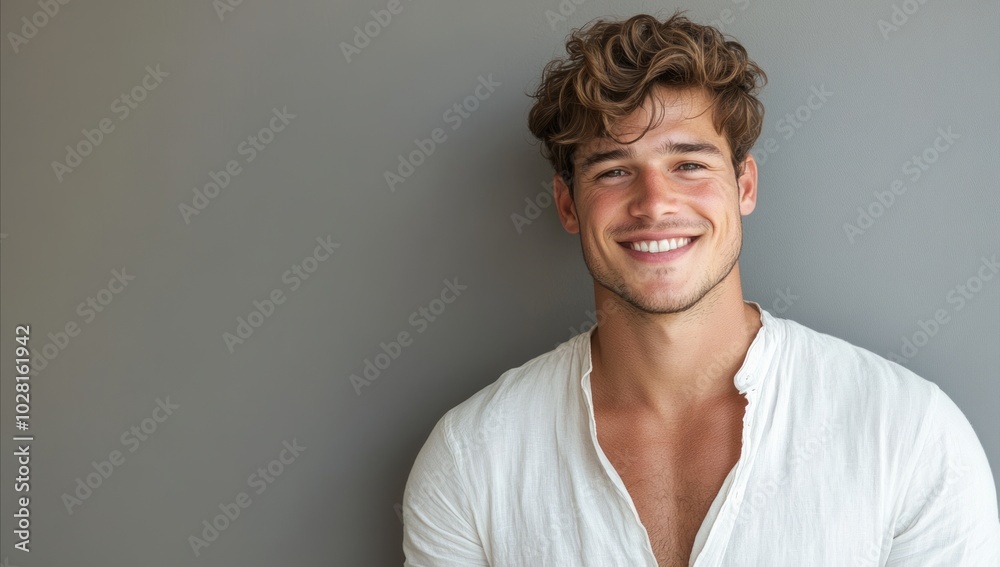 Smiling young man posing confidently. Smiling young man posing confidently.