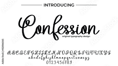 Confession Font Stylish brush painted an uppercase vector letters, alphabet, typeface