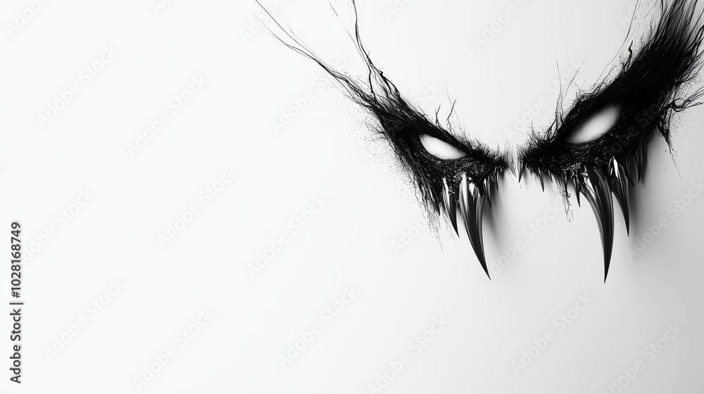 Fototapeta premium Abstract Vampire Fangs Emerging from Darkness