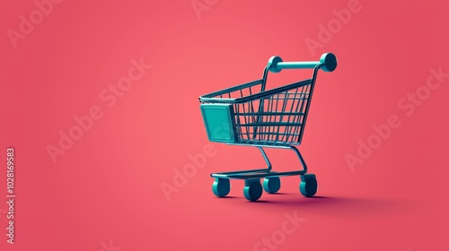 Mini Shopping Cart on Vibrant Background