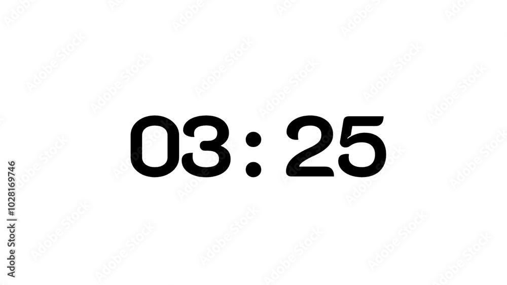 3-minute 30 second countdown digital timer to 0 seconds, 3-minute 30 second countdown digital timer to 0 seconds,