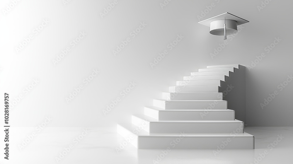 Fototapeta premium Elegant Staircase Leading to Graduation Cap