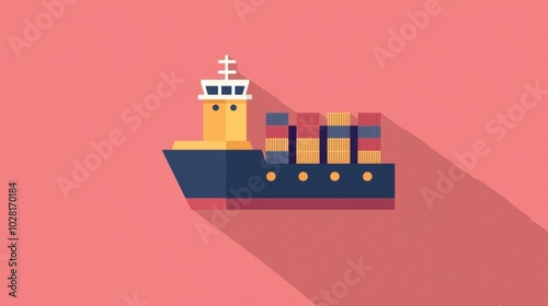 Clean and Simple Cargo Ship Icon Design