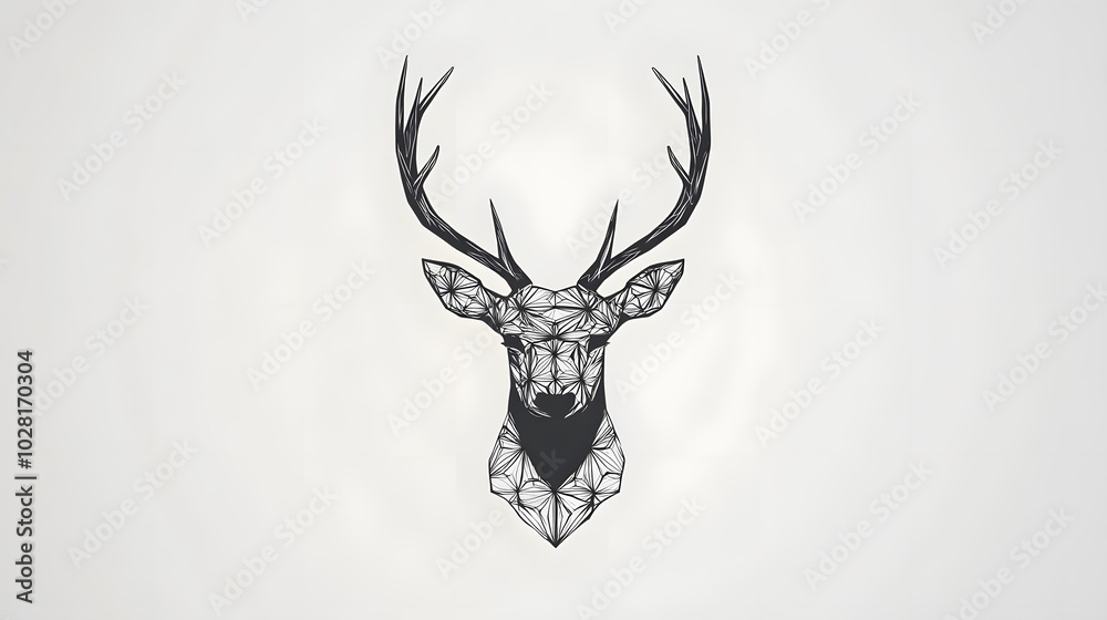 custom made wallpaper toronto digitalGeometric Deer Head with Antlers