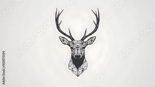 Geometric Deer Head with Antlers photo