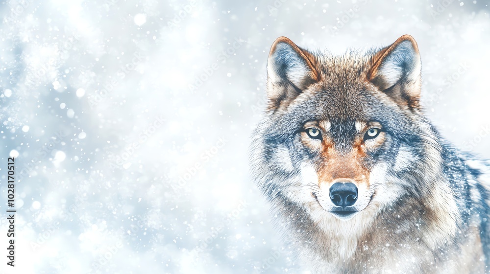 Wolf in snow, white isolate background Wolf in snow, white isolate background