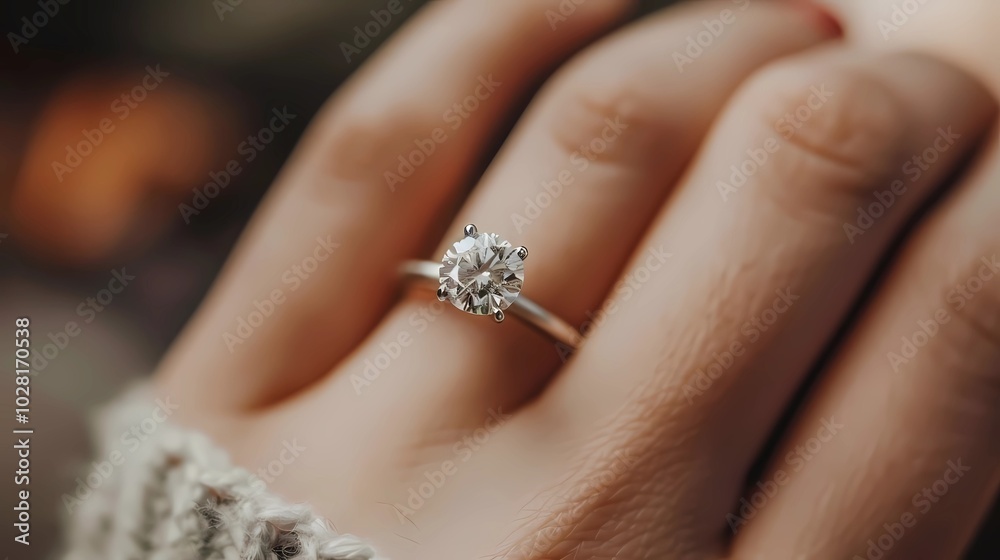 Close up photo of a finger with a diamond ring on the finger with a minimalist background, Generative AI illustrations. Close up photo of a finger with a diamond ring on the finger with a minimalist background, Generative AI illustrations.