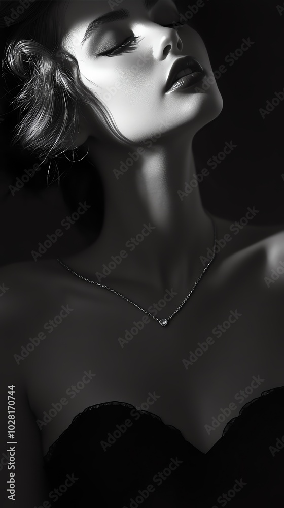 Elegant woman, black and white portrait Elegant woman, black and white portrait