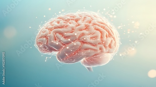 Close-up of human brain with intricate neural pathways, symbolizing cognitive biases and complex thought processes, ideal for educational or scientific presentations.