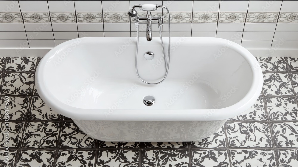 Elegant White Bathtub with Modern Faucet Design Elegant White Bathtub with Modern Faucet Design