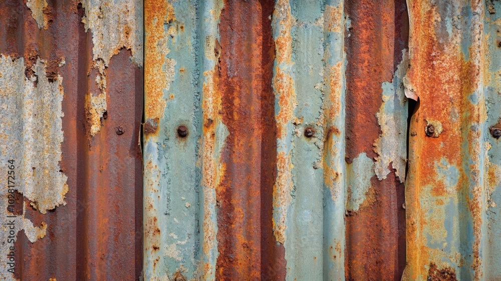 Close-up of Rusted and Weathered Corrugated Metal Sheeting Close-up of Rusted and Weathered Corrugated Metal Sheeting