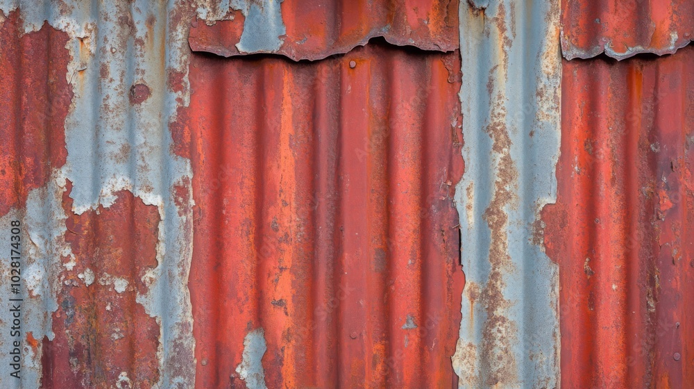 Weathered Red and Gray Corrugated Metal Wall Weathered Red and Gray Corrugated Metal Wall