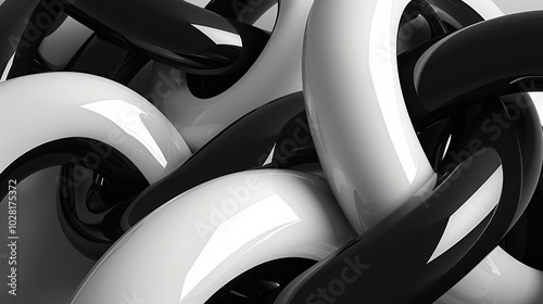 Wallpaper Mural Wallpaper Abstract wallpaper featuring a pattern of intertwined black and white shapes, creating a sense of depth and movement Torontodigital.ca