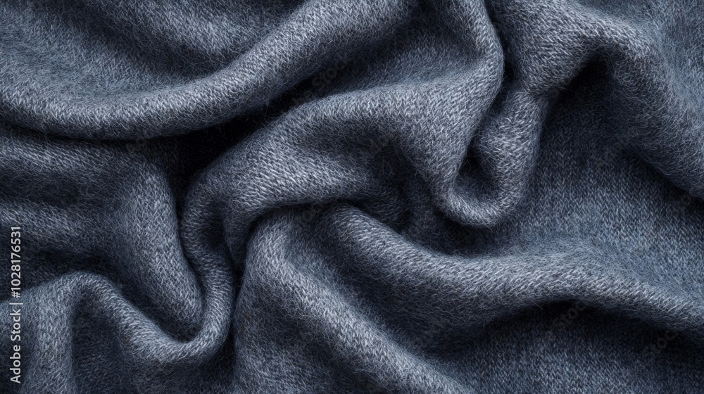 Close-up of Crumpled Gray Fabric with Subtle Texture Close-up of Crumpled Gray Fabric with Subtle Texture