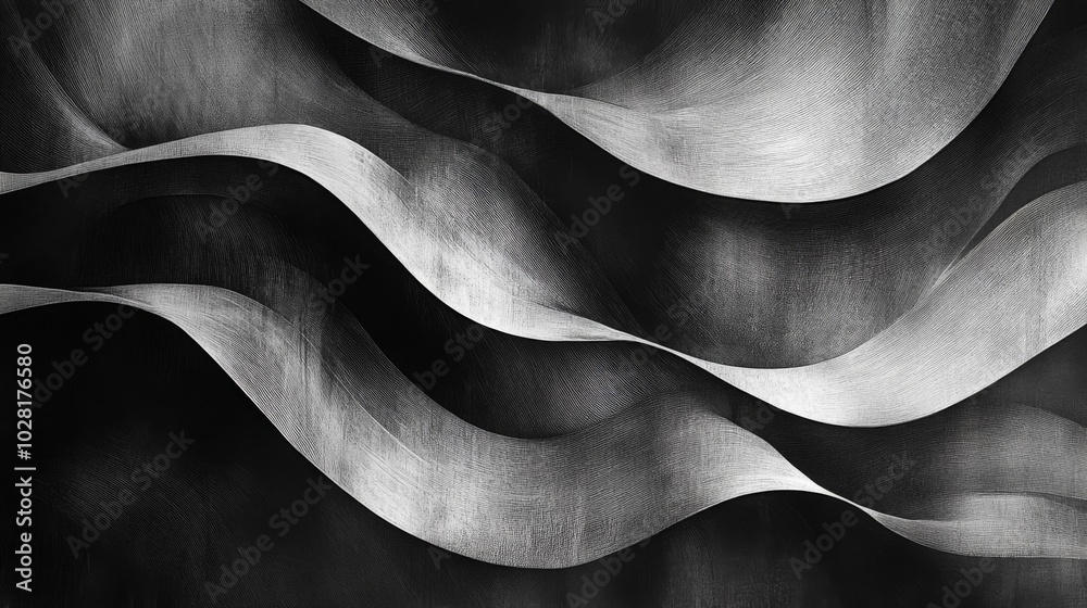 Abstract Black and White Wavy Lines Art Abstract Black and White Wavy Lines Art