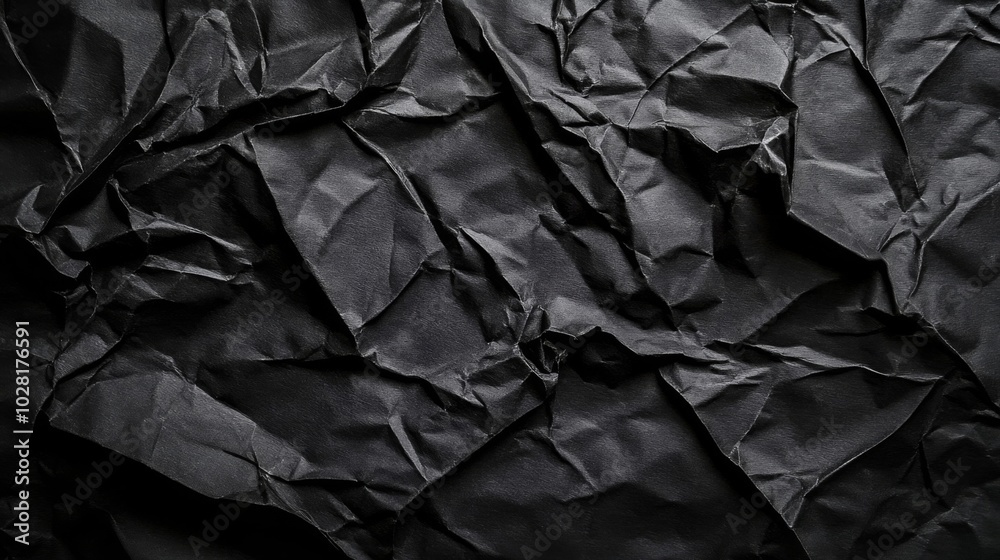 Close-Up of Deeply Creased Black Paper Close-Up of Deeply Creased Black Paper