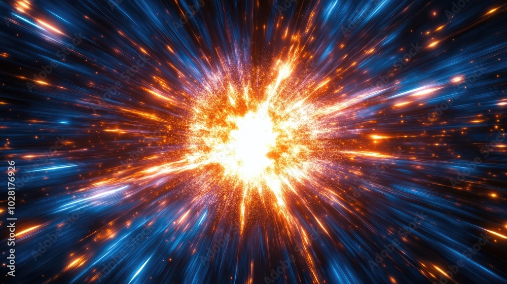 Cosmic explosion: Big Bang marks the origin of the universe, that set forth expansion of space, time, matter, leading to birth of galaxies, stars, planetary systems. Cosmic explosion: Big Bang marks the origin of the universe, that set forth expansion of space, time, matter, leading to birth of galaxies, stars, planetary systems.
