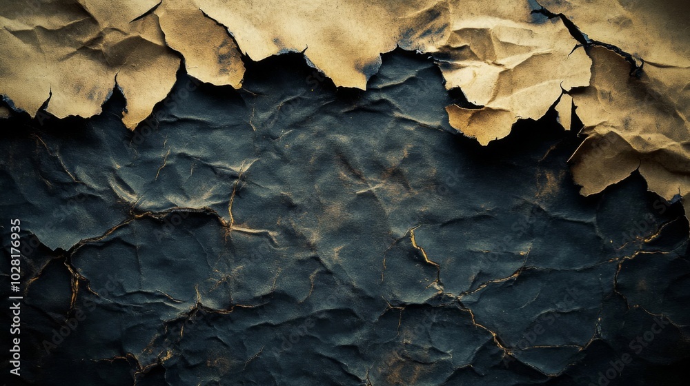 Burned and Crumpled Paper Texture with Golden Edges Burned and Crumpled Paper Texture with Golden Edges
