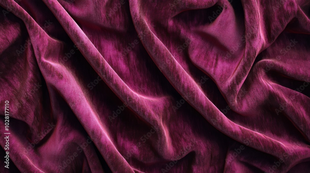 Obraz premium Close-up of Deep Crimson Velvet Fabric with Soft Drapes and Texture