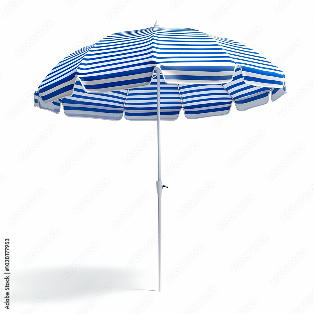 Striped Beach Umbrella Isolated on White Background. Striped Beach Umbrella Isolated on White Background.